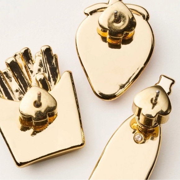 Kate Spade x Target set of 3 earring pairs NIB champagne fries strawberries - Picture 2 of 4